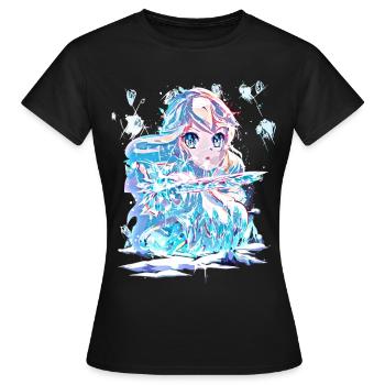 Eiskristall Schneekönigin Anime Eisprinzessin - Frauen T-Shirt - Schwarz - Vorne - AI Model Female 172 dark (172cm)