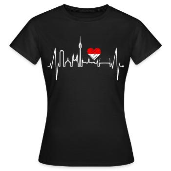 Nürnberg Skyline Herzschlag Fan Herz Love Nürnberg - Frauen T-Shirt - Schwarz - Vorne - AI Model Female 172 dark (172cm)