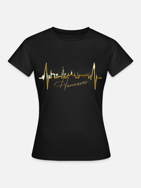 Hannover Skyline Herzschlag Fan Liebe Hannöversch - Frauen T-Shirt - Schwarz