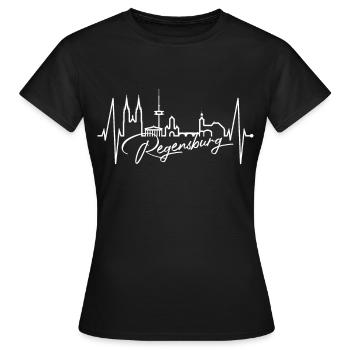 Regensburg Skyline Heartbeat Love Regensburgers - T-shirt Femme - noir - Devant - AI Model Female 172 dark (172cm)