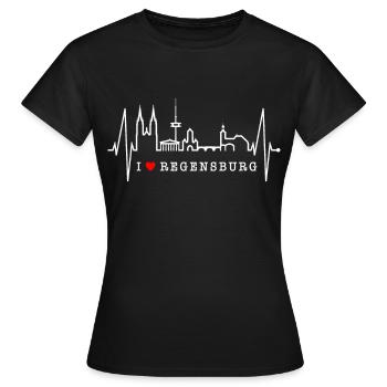 Regensburg Skyline Heartbeat Love Regensburgers - T-shirt Femme - noir - Devant - AI Model Female 172 dark (172cm)