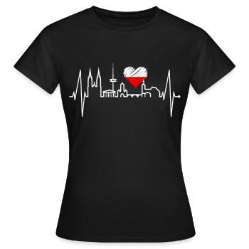 Regensburg Skyline Heartbeat Love Regensburgers - T-shirt Femme - noir - Devant - AI Model Female 172 dark (172cm)