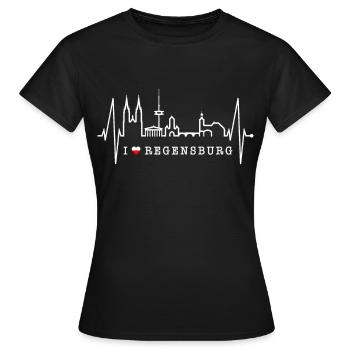 Regensburg Skyline Heartbeat Love Regensburgers - T-shirt Femme - noir - Devant - AI Model Female 172 dark (172cm)