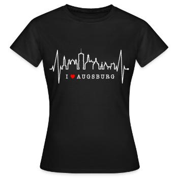 Augsburg Skyline Heartbeat Fan J’aime Augsburger - T-shirt Femme - noir - Devant - AI Model Female 172 dark (172cm)