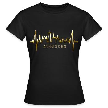 Augsburg Skyline Heartbeat Fan J’aime Augsburger - T-shirt Femme - noir - Devant - AI Model Female 172 dark (172cm)