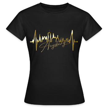 Augsburg Skyline Heartbeat Fan J’aime Augsburger - T-shirt Femme - noir - Devant - AI Model Female 172 dark (172cm)