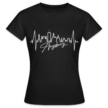 Augsburg Skyline Heartbeat Fan J’aime Augsburger - T-shirt Femme - noir - Devant - AI Model Female 172 dark (172cm)