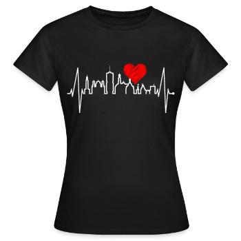 Augsburg Skyline Heartbeat Fan J’aime Augsburger - T-shirt Femme - noir - Devant - AI Model Female 172 dark (172cm)