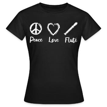 Peace Love Flute - Frauen T-Shirt - Schwarz - Vorne - AI Model Female 172 dark (172cm)