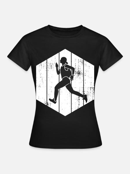 Läufer Mädchen - Frauen T-Shirt - Schwarz