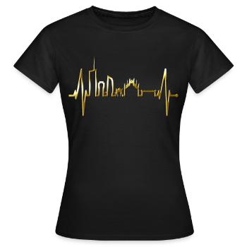 Milan Skyline Italy Heartbeat Fan Love Milano - Women's T-Shirt - black - Front - AI Model Female 172 dark (172cm)