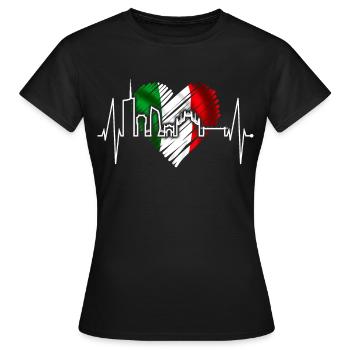 Milan Skyline Italy Heartbeat Fan Love Milano - Women's T-Shirt - black - Front - AI Model Female 172 dark (172cm)