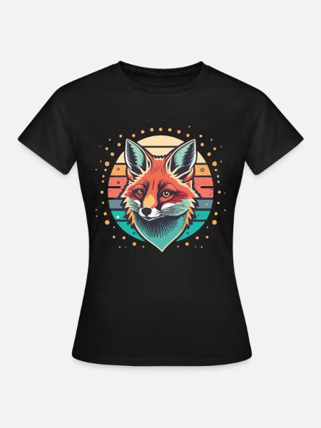 Foxy Retro Sunset - Frauen T-Shirt - Schwarz