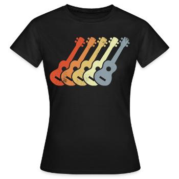 Vintage Ukulele Zeichnung - Frauen T-Shirt - Schwarz - Vorne - AI Model Female 172 dark (172cm)