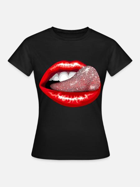 Glitzerzunge - Frauen T-Shirt - Schwarz