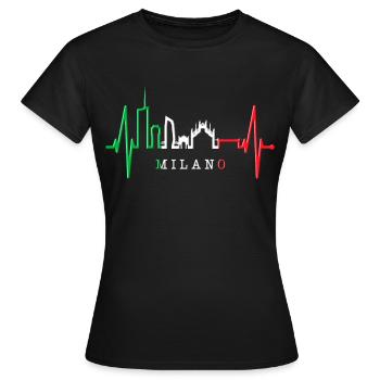 Milan Skyline Italy Heartbeat Fan Love Milano - Women's T-Shirt - black - Front - AI Model Female 172 dark (172cm)