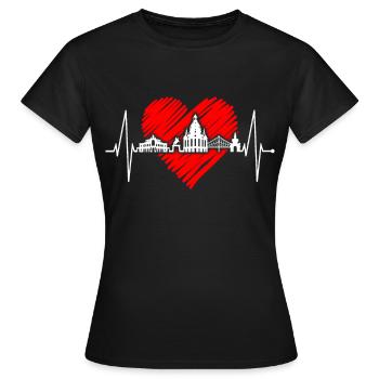 Dresden Skyline Heartbeat Dresden Heart Love Fan - Women's T-Shirt - black - Front - AI Model Female 172 dark (172cm)