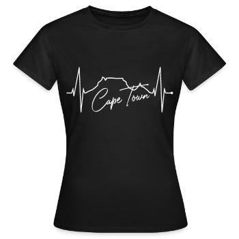 Cape Town Skyline Heartbeat Afrique du Sud Table Mountain - T-shirt Femme - noir - Devant - AI Model Female 172 dark (172cm)