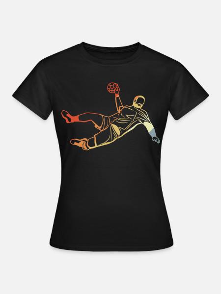 Retro Handballspieler - Frauen T-Shirt - Schwarz
