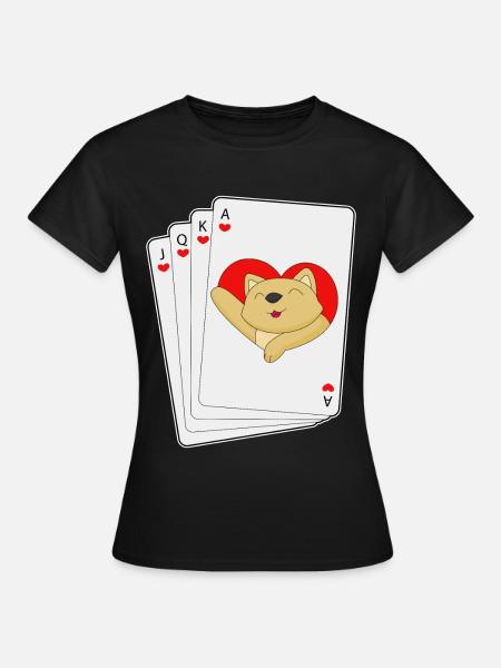 Katze Poker Pokerkarten - Frauen T-Shirt - Schwarz
