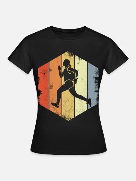 Vintage Läuferin - Frauen T-Shirt - Schwarz