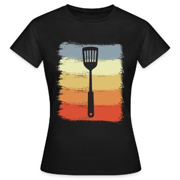 Cuillère en bois Vintage - T-shirt Femme - noir - Devant - AI Model Female 172 dark (172cm)