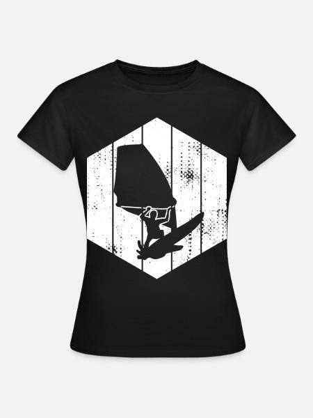 Lustiger Windsurfer - Frauen T-Shirt - Schwarz