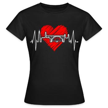 Porto Skyline Herzschlag Portugal Herz Love Porto - Frauen T-Shirt - Schwarz - Vorne - AI Model Female 172 dark (172cm)