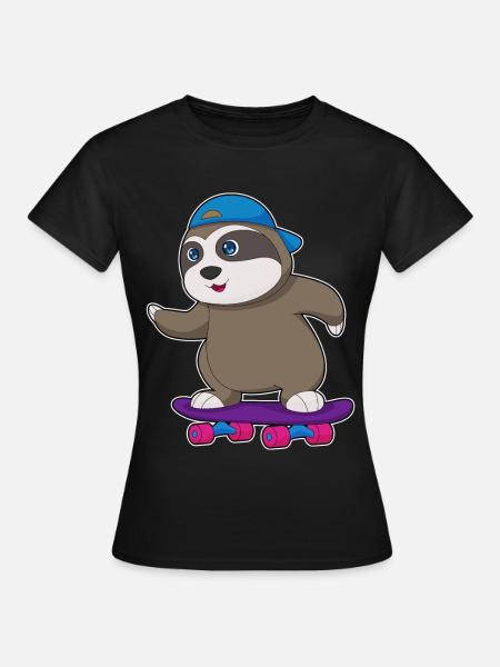 Faultier Skater Skateboard Sport - Frauen T-Shirt - Schwarz