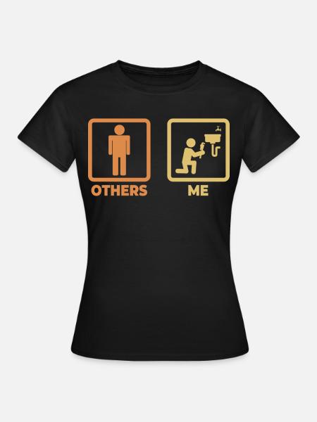Klempner Strichfiguren - Frauen T-Shirt - Schwarz