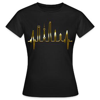 Shanghai Skyline Heartbeat Chine J’aime Shanghai - T-shirt Femme - noir - Devant - AI Model Female 172 dark (172cm)