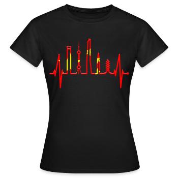 Shanghai Skyline Heartbeat Chine J’aime Shanghai - T-shirt Femme - noir - Devant - AI Model Female 172 dark (172cm)