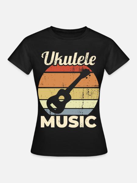 Vintage Ukulele Musik - Frauen T-Shirt - Schwarz
