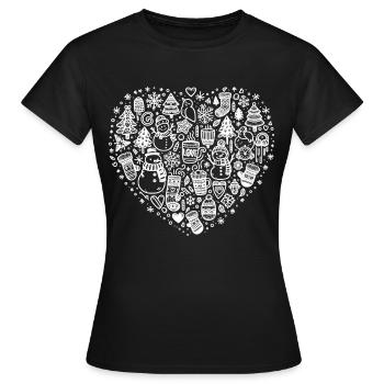 Hiver - Neige - Hiver Amour - Saison froide - T-shirt Femme - noir - Devant - AI Model Female 172 dark (172cm)