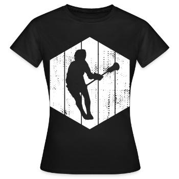 Lacrosse Spieler Zeichnung - Frauen T-Shirt - Schwarz - Vorne - AI Model Female 172 dark (172cm)