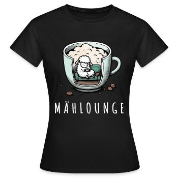 mählounge melange schaf lounge wortspiel kaffee - Frauen T-Shirt - Schwarz - Vorne - AI Model Female 172 dark (172cm)