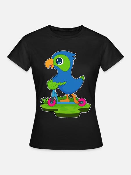 Papagei Tretroller - Frauen T-Shirt - Schwarz