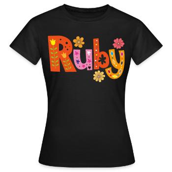 Nom de rubis personnalisé - T-shirt Femme - noir - Devant - AI Model Female 172 dark (172cm)