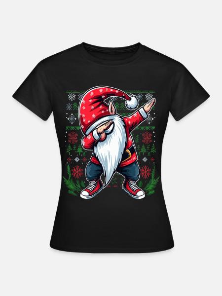 Dabbing Nikolaus Ugly Christmas - Frauen T-Shirt - Schwarz
