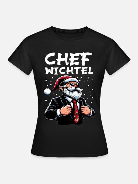 Chef Wichtel stylischer Weihnachts Gnome - Frauen T-Shirt - Schwarz