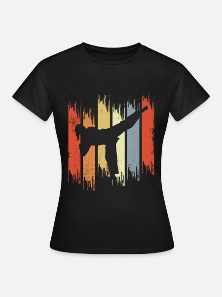 Vintage Karate Girl Skizze - Dame-T-shirt - sort