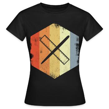 Vintage Pen and Ruler - Women's T-Shirt - black - Front - AI Model Female 172 dark (172cm)