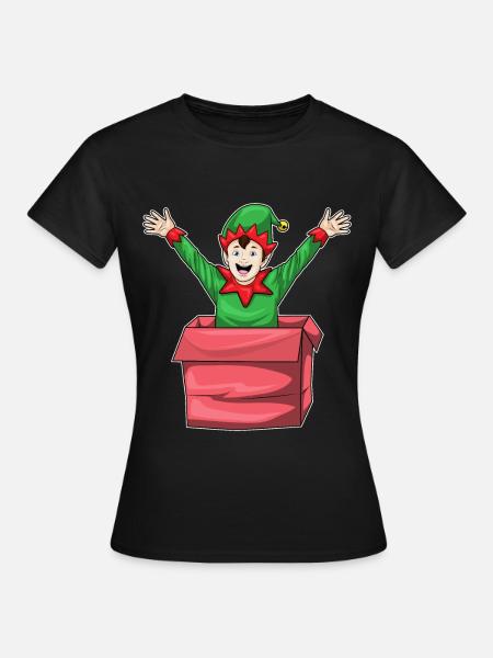 Elf Weihnachten Karton - Frauen T-Shirt - Schwarz