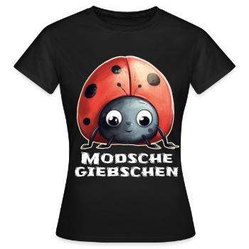 Modschegiebchen Marienkäfer Sächsisch Geschenk - Frauen T-Shirt - Schwarz - Vorne - AI Model Female 172 dark (172cm)