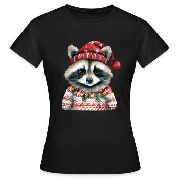 M. Raton laveur en pull norvégien - T-shirt Femme - noir - Devant - AI Model Female 172 dark (172cm)