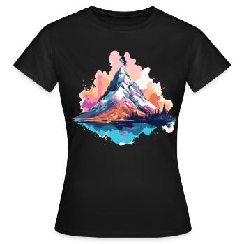 Berg und Tal T-Shirt Wandern Alpen - Frauen T-Shirt - Schwarz - Vorne - AI Model Female 172 dark (172cm)