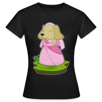 Hund Braut Schleier Hochzeit - Frauen T-Shirt - Schwarz - Vorne - AI Model Female 172 dark (172cm)