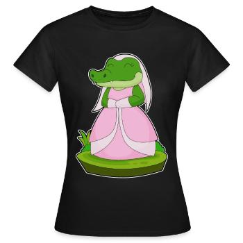 Krokodil Braut Schleier Hochzeit - Frauen T-Shirt - Schwarz - Vorne - AI Model Female 172 dark (172cm)