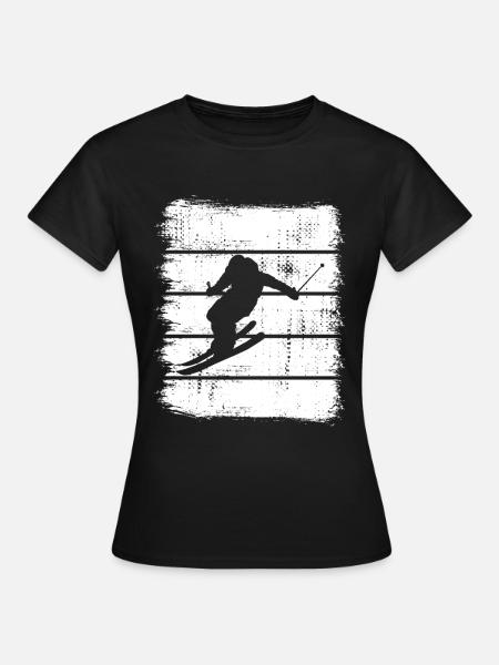Skifahrer Zeichnung - Frauen T-Shirt - Schwarz