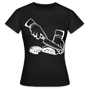 Croquis de découpe de viande - T-shirt Femme - noir - Devant - AI Model Female 172 dark (172cm)